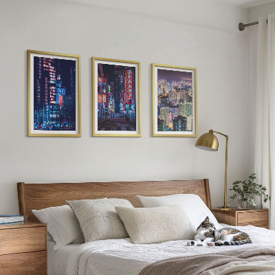 Set tablouri pentru dormitor Lumini neon ale orașului de noapte