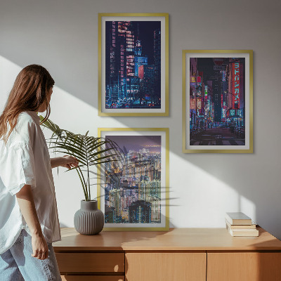 Set tablouri pentru dormitor Lumini neon ale orașului de noapte