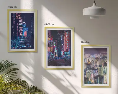 Set de tablouri pentru dormitor cu grafica lumini neon ale orașului de noapte