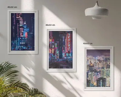 Set de tablouri pentru dormitor cu grafica lumini neon ale orașului de noapte