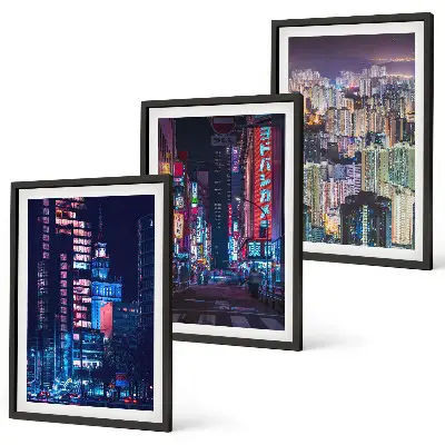 Set de tablouri pentru dormitor cu grafica lumini neon ale orașului de noapte
