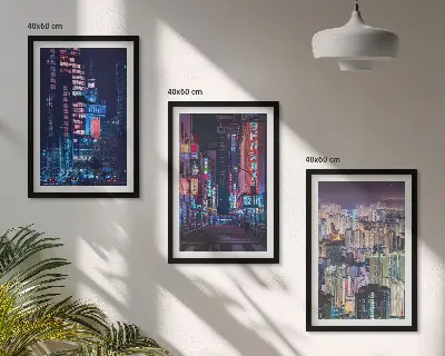 Set de tablouri pentru dormitor cu grafica lumini neon ale orașului de noapte