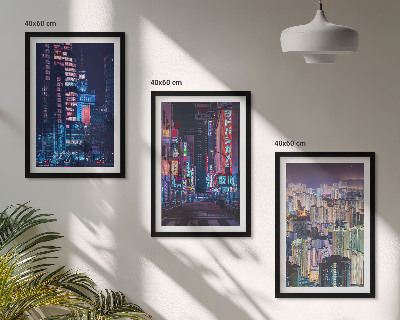 Set tablouri pentru dormitor Lumini neon ale orașului de noapte