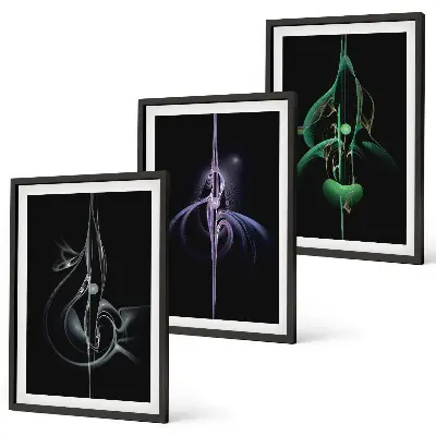 Set tablouri decorative cu modele abstracte de culoare neagră