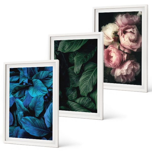 Set tablouri pentru dormitor Frunze, flori, culori diferite
