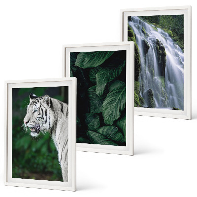 Set tablouri decorative Cascada cu frunze de tigru alb