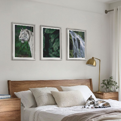 Set tablouri decorative Cascada cu frunze de tigru alb