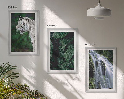 Set tablouri decorative Cascada cu frunze de tigru alb