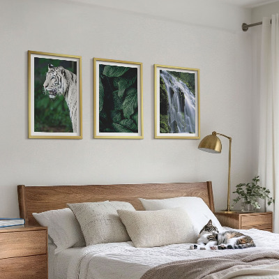 Set tablouri decorative Cascada cu frunze de tigru alb