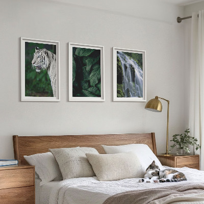 Set tablouri decorative Cascada cu frunze de tigru alb