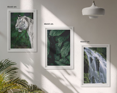 Set tablouri decorative Cascada cu frunze de tigru alb
