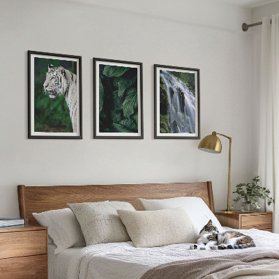 Set tablouri decorative Cascada cu frunze de tigru alb