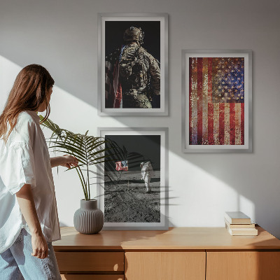 Set tablouri pentru dormitor Simboluri americane Drapelul SUA