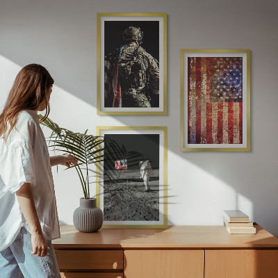 Set tablouri pentru dormitor Simboluri americane Drapelul SUA