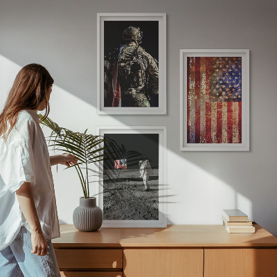 Set tablouri pentru dormitor Simboluri americane Drapelul SUA