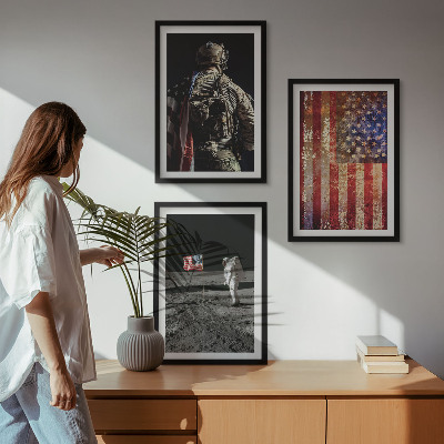 Set tablouri pentru dormitor Simboluri americane Drapelul SUA