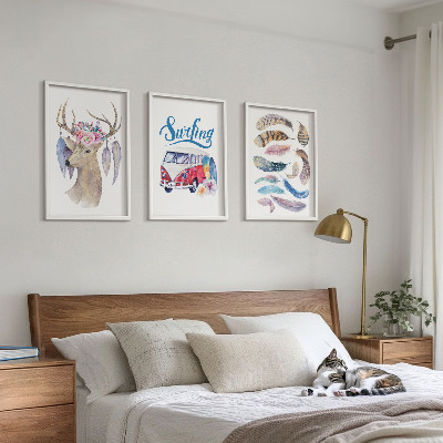 Set tablouri decorative Furgonetă cu flori de cerb cu coarne