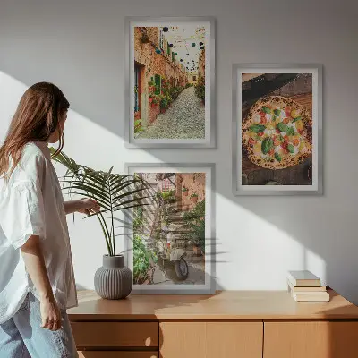 Set tablouri pentru dormitor cu model străzi fermecătoare cu pizza