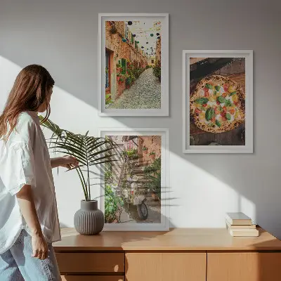 Set tablouri pentru dormitor cu model străzi fermecătoare cu pizza