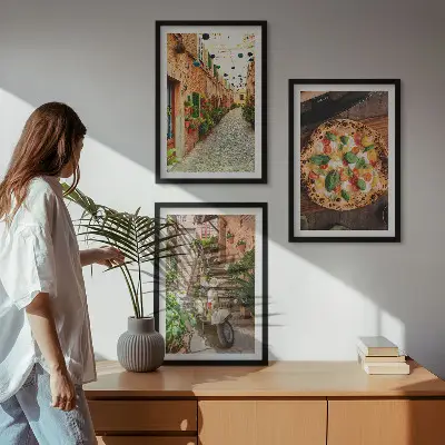 Set tablouri pentru dormitor cu model străzi fermecătoare cu pizza