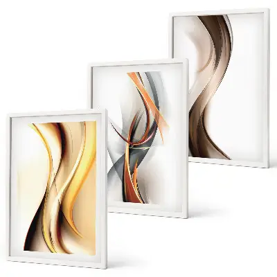 Set de tablouri decorative cu valuri în nuanțe de galben și gri-maro