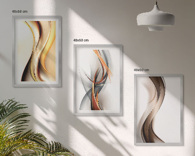 Set tablouri decorative Valuri galbene gri-maronii
