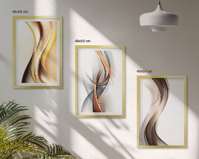 Set tablouri decorative Valuri galbene gri-maronii