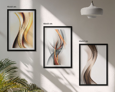 Set tablouri decorative Valuri galbene gri-maronii