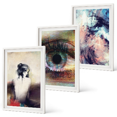 Set tablouri pentru dormitor Portretul unei femei cu emoții abstracte