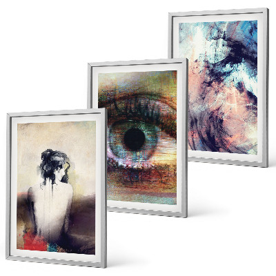 Set tablouri pentru dormitor Portretul unei femei cu emoții abstracte