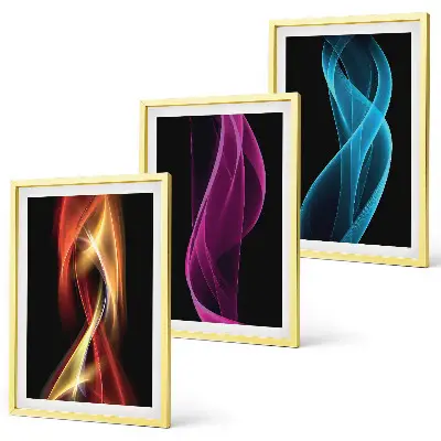 Set tablouri decorative linii de valuri neon pe fundal întunecat
