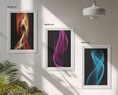 Set tablouri decorative linii de valuri neon pe fundal întunecat