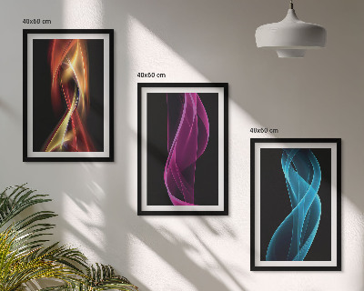 Set tablouri decorative Linii de valuri neon fundal întunecat