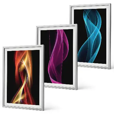 Set tablouri decorative linii de valuri neon pe fundal întunecat