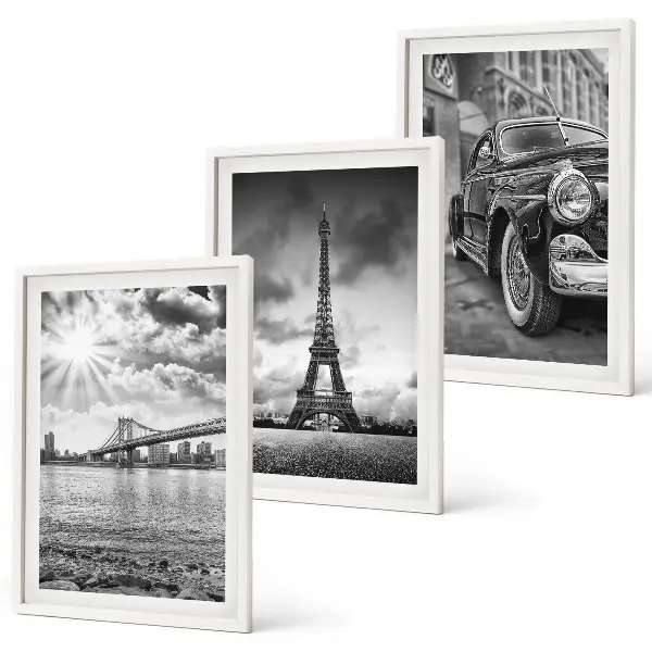 Set de tablouri pentru dormitor cu vederi ale orașului, poduri și Turnul Eiffel