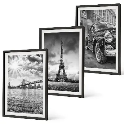 Set de tablouri pentru dormitor cu vederi ale orașului, poduri și Turnul Eiffel