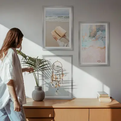 Set de tablouri decorative cu carte boho abstractă a mării