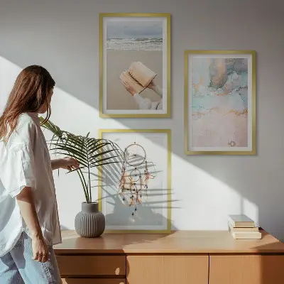 Set de tablouri decorative cu carte boho abstractă a mării