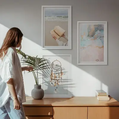 Set de tablouri decorative cu carte boho abstractă a mării