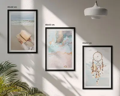 Set de tablouri decorative cu carte boho abstractă a mării