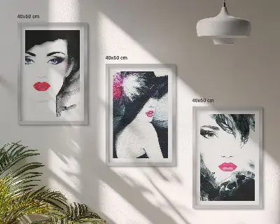 Set tablouri pentru dormitor cu portrete de femei și buze