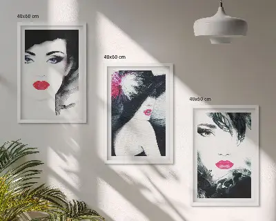 Set tablouri pentru dormitor cu portrete de femei și buze