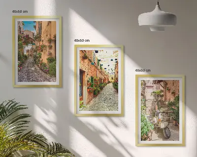 Set tablouri decorative cu tematică de străzi, flori și atmosferă italiană
