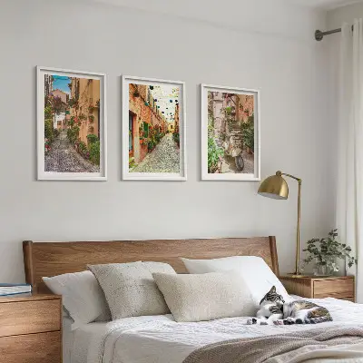 Set tablouri decorative cu tematică de străzi, flori și atmosferă italiană