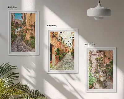 Set tablouri decorative cu tematică de străzi, flori și atmosferă italiană