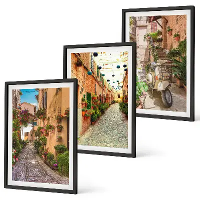 Set tablouri decorative cu tematică de străzi, flori și atmosferă italiană