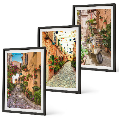 Set tablouri decorative Străzi, flori, atmosferă italiană
