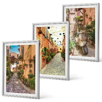 Set tablouri decorative cu tematică de străzi, flori și atmosferă italiană