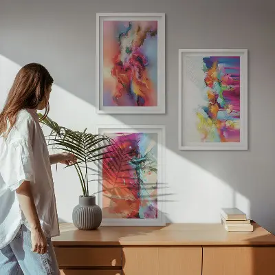 Set tablouri decorative cu abstracțiuni colorate ale formei