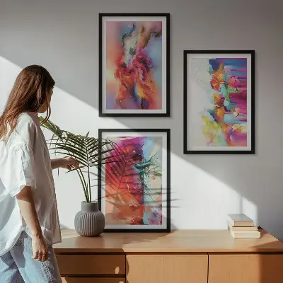 Set tablouri decorative cu abstracțiuni colorate ale formei